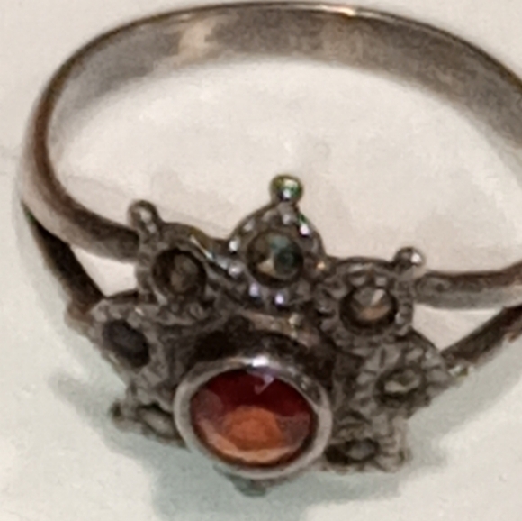 Sterling Silver Garnet Ring Antique - Picture 13 of 16